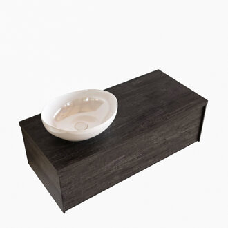 Boss & Wessing Badkamermeubel BWS Madrid Dark Brown 100 cm met Topblad en Keramische Waskom Links (1 kraangat)