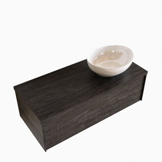 Boss & Wessing Badkamermeubel BWS Madrid Dark Brown 100 cm met Topblad en Keramische Waskom Rechts (0 kraangaten)