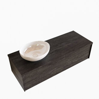 Boss & Wessing Badkamermeubel BWS Madrid Dark Brown 120 cm met Topblad en Keramische Waskom Links (1 kraangat)