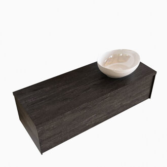 Boss & Wessing Badkamermeubel BWS Madrid Dark Brown 120 cm met Topblad en Keramische Waskom Rechts (1 kraangat)