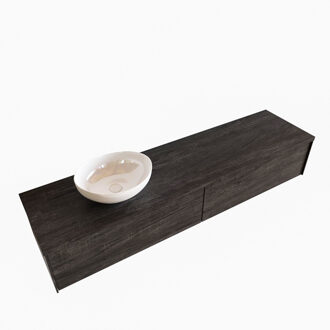 Boss & Wessing Badkamermeubel BWS Madrid Dark Brown 180 cm met Topblad en Keramische Waskom Links (2 lades, 0 kraangaten)