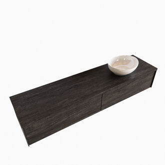 Boss & Wessing Badkamermeubel BWS Madrid Dark Brown 180 cm met Topblad en Keramische Waskom Rechts (2 lades, 0 kraangaten)