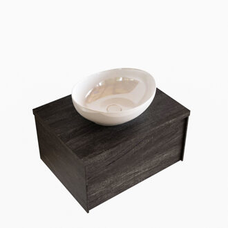 Boss & Wessing Badkamermeubel BWS Madrid Dark Brown 60 cm met Topblad en Keramische Waskom (1 kraangat)