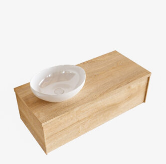 Boss & Wessing Badkamermeubel BWS Madrid Washed Oak 100 cm met Topblad en Keramische Waskom Links (0 kraangaten)