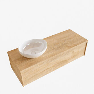 Boss & Wessing Badkamermeubel BWS Madrid Washed Oak 120 cm met Topblad en Keramische Waskom Links (1 kraangat)