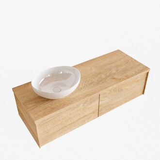 Boss & Wessing Badkamermeubel BWS Madrid Washed Oak 120 cm met Topblad en Keramische Waskom Links (2 lades, 0 kraangaten)