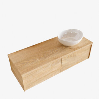 Boss & Wessing Badkamermeubel BWS Madrid Washed Oak 120 cm met Topblad en Keramische Waskom Rechts (2 lades, 0 kraangaten)