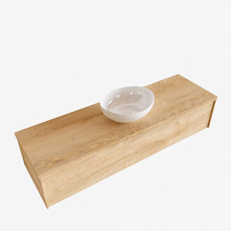 Boss & Wessing Badkamermeubel BWS Madrid Washed Oak 150 cm met Topblad en Keramische Waskom (0 kraangaten)
