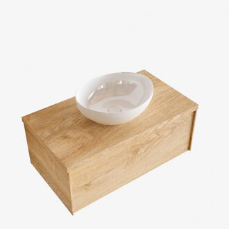 Boss & Wessing Badkamermeubel BWS Madrid Washed Oak 80 cm met Topblad en Keramische Waskom (0 kraangaten)