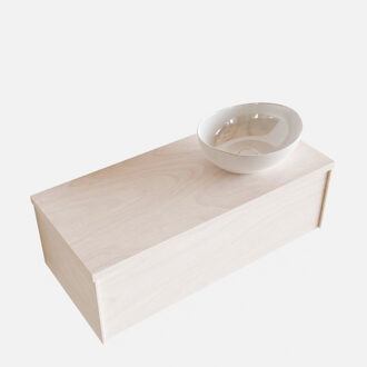 Boss & Wessing Badkamermeubel BWS Madrid Wit 100 cm met Topblad en Keramische Waskom Rechts (0 kraangaten)