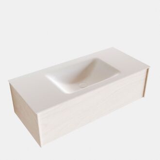 Boss & Wessing Badkamermeubel BWS Madrid Wit 100x45x30 cm Mat Witte Solid Surface Wastafel (0 kraangaten)