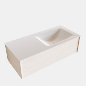 Boss & Wessing Badkamermeubel BWS Madrid Wit 100x45x30 cm Mat Witte Solid Surface Wastafel Rechts (1 kraangat)