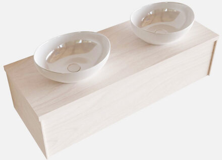 Boss & Wessing Badkamermeubel BWS Madrid Wit 120 cm met Topblad en Keramische Waskom Dubbel (2 kraangaten)