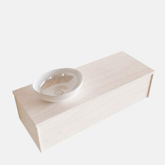 Boss & Wessing Badkamermeubel BWS Madrid Wit 120 cm met Topblad en Keramische Waskom Links (0 kraangaten)