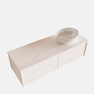 Boss & Wessing Badkamermeubel BWS Madrid Wit 120 cm met Topblad en Keramische Waskom Rechts (2 lades, 0 kraangaten)