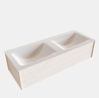 Boss & Wessing Badkamermeubel BWS Madrid Wit 120x45x30 cm Mat Witte Solid Surface Wastafel Dubbel (0 kraangaten)