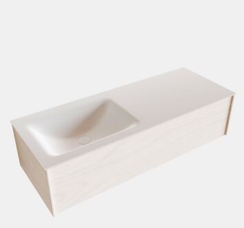 Boss & Wessing Badkamermeubel BWS Madrid Wit 120x45x30 cm Mat Witte Solid Surface Wastafel Links (0 kraangaten)