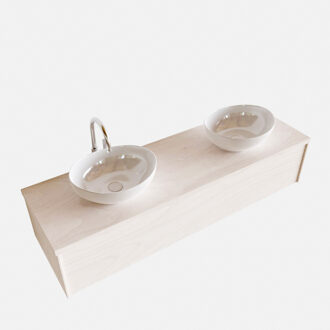 Boss & Wessing Badkamermeubel BWS Madrid Wit 150 cm met Topblad en Keramische Waskom Dubbel (2 kraangaten)