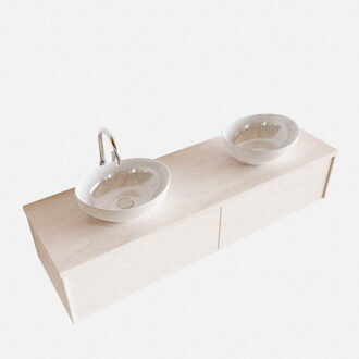 Boss & Wessing Badkamermeubel BWS Madrid Wit 150 cm met Topblad en Keramische Waskom Dubbel (2 lades, 2 kraangaten)