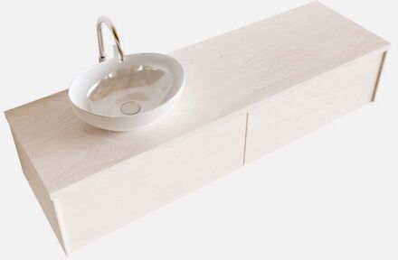 Boss & Wessing Badkamermeubel BWS Madrid Wit 150 cm met Topblad en Keramische Waskom Links (2 lades, 1 kraangat)