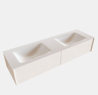 Boss & Wessing Badkamermeubel BWS Madrid Wit 150x45x30 cm Mat Witte Solid Surface Wastafel Dubbel (2 lades, 0 kraangaten)