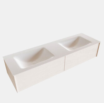 Boss & Wessing Badkamermeubel BWS Madrid Wit 150x45x30 cm Mat Witte Solid Surface Wastafel Dubbel (2 lades, 2 kraangaten)