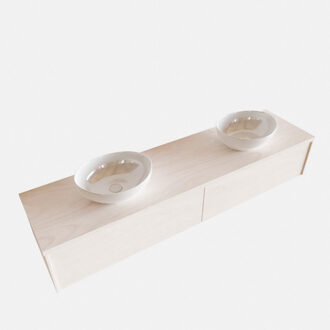 Boss & Wessing Badkamermeubel BWS Madrid Wit 180 cm met Topblad en Keramische Waskom Dubbel (2 lades, 0 kraangaten)