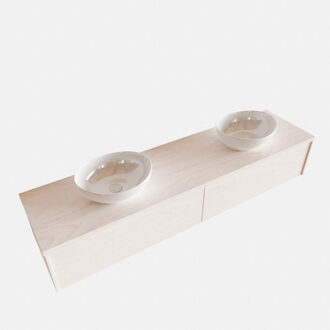 Boss & Wessing Badkamermeubel BWS Madrid Wit 180 cm met Topblad en Keramische Waskom Dubbel (2 lades, 2 kraangaten)