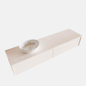 Boss & Wessing Badkamermeubel BWS Madrid Wit 180 cm met Topblad en Keramische Waskom Links (2 lades, 1 kraangat)