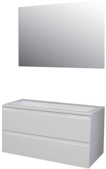 Boss & Wessing Badkamermeubel BWS Pepper Acryl Wastafel Incl Spiegel Zonder Kraangat 100x55x46 cm Wit
