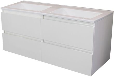 Boss & Wessing Badkamermeubel BWS Pepper Acryl Wastafel Incl Spiegel Zonder Kraangat 120x55x46 cm Wit