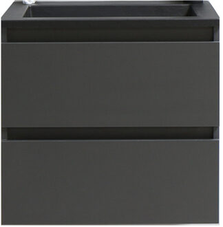 Boss & Wessing Badkamermeubel BWS Pepper Acryl Wastafel Mat Zwart Met Kraangat 60x55x46 cm Antraciet