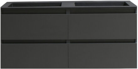 Boss & Wessing Badkamermeubel BWS Pepper Acryl Wastafel Mat Zwart Zonder Kraangat 120x55x46 cm Antraciet