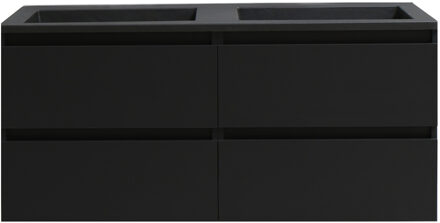 Boss & Wessing Badkamermeubel BWS Pepper Acryl Wastafel Mat Zwart Zonder Kraangat 120x55x46 cm Mat Zwart