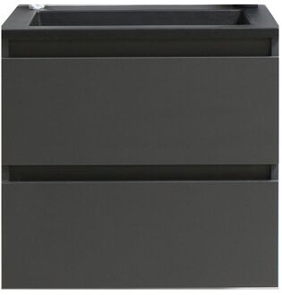Boss & Wessing Badkamermeubel BWS Pepper Acryl Wastafel Mat Zwart Zonder Kraangat 60x55x46 cm Antraciet