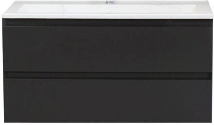 Boss & Wessing Badkamermeubel BWS Pepper Acryl Wastafel Met Kraangat 100x55x46 cm Antraciet