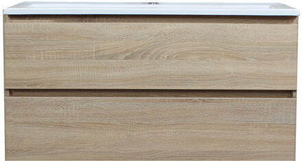 Boss & Wessing Badkamermeubel BWS Pepper Acryl Wastafel Met Kraangat 100x55x46 cm Eiken