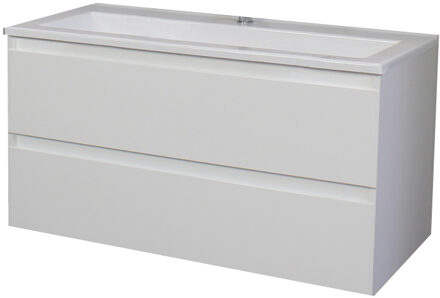 Boss & Wessing Badkamermeubel BWS Pepper Acryl Wastafel Met Kraangat 100x55x46 cm Wit