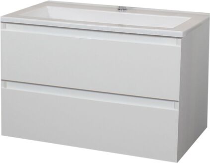 Boss & Wessing Badkamermeubel BWS Pepper Acryl Wastafel Met Kraangat 80x55x46 cm Wit