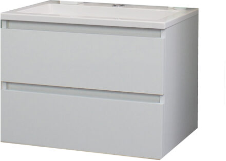 Boss & Wessing Badkamermeubel BWS Pepper Acryl Wastafel Met Kraangat Inclusief Spiegel 60x55x46 cm Wit