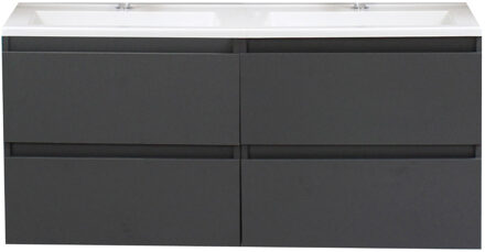 Boss & Wessing Badkamermeubel BWS Pepper Acryl Wastafel Twee Kraangaten 120x55x46 cm Antraciet