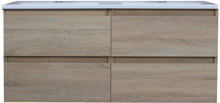 Boss & Wessing Badkamermeubel BWS Pepper Acryl Wastafel Twee Kraangaten 120x55x46 cm Eiken