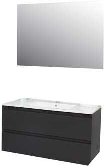 Boss & Wessing Badkamermeubel BWS Pepper Acryl Wastafel Twee Kraangaten Incl Spiegel 100x55x46 cm Wit