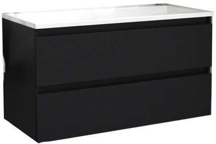 Boss & Wessing Badkamermeubel BWS Pepper Acryl Wastafel Zonder Kraangat 100x55x46 cm Mat Zwart
