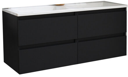 Boss & Wessing Badkamermeubel BWS Pepper Acryl Wastafel Zonder Kraangat 120x55x46 cm Mat Zwart