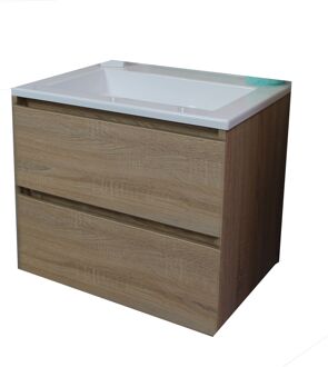 Boss & Wessing Badkamermeubel BWS Pepper Acryl Wastafel Zonder Kraangat 60x55x46 cm Eiken