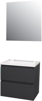 Boss & Wessing Badkamermeubel BWS Pepper Acryl Wastafel Zonder Kraangat Inclusief Spiegel 60x55x46 cm Antraciet