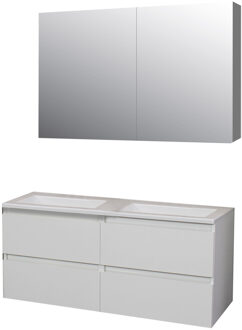 Boss & Wessing Badkamermeubel BWS Pepper Wastafel Acryl Incl Spiegelkast 2 Deurs Zonder Krg 120x55x46 cm Wit