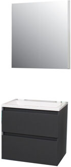 Boss & Wessing Badkamermeubel BWS Pepper Wastafel Acryl Incl Spiegelkast Met Kraangat 60x55x46 cm Antraciet