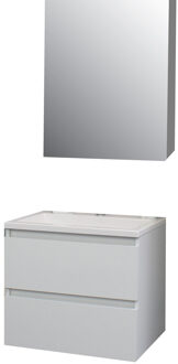 Boss & Wessing Badkamermeubel BWS Pepper Wastafel Acryl Incl Spiegelkast Met Kraangat 60x55x46 cm Wit